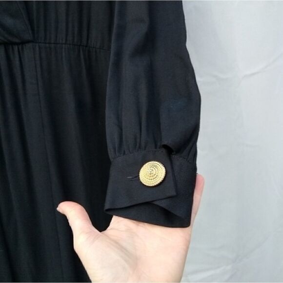 Moda Int International Unique Vintage collared black dress maxi long sleeve - Picture 7 of 11